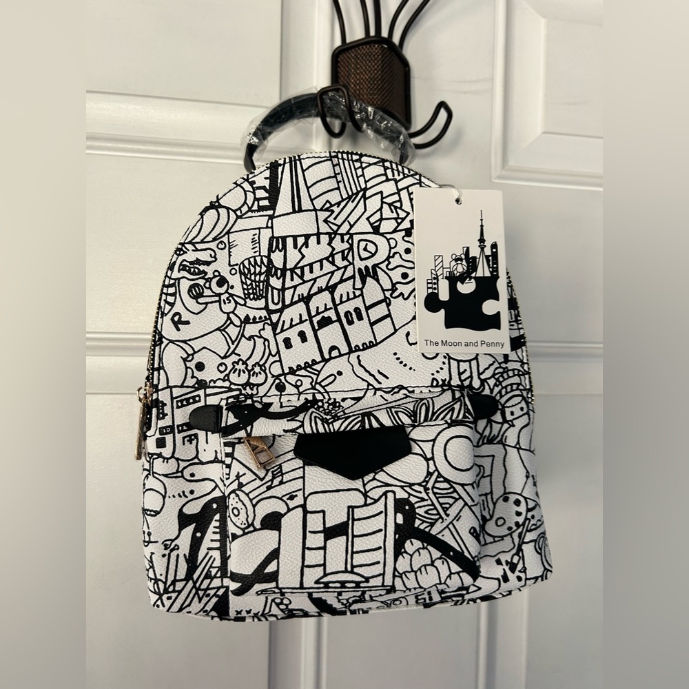 Black and White Graphic Backpack